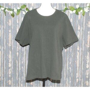 Avenue Women's Dark Green T-Shirt Top Plus Size 26/28 Short Sleeve Stretch